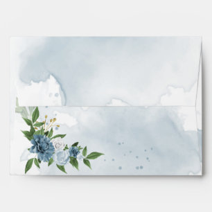 romantic blue flowers greenery envelope