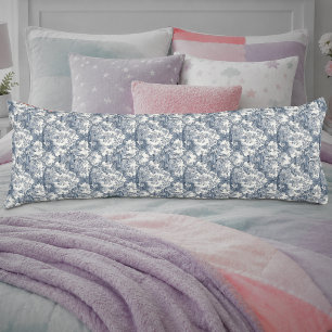 Romantic Blue French Toile de Jouy Floral Damask Body Cushion