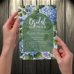 Romantic Blue Hydrangea Garden Bridal Shower Invitation