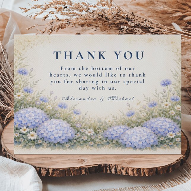 Romantic Blue Hydrangea Wedding Thank You Card (Creator Uploaded)
