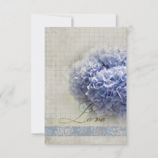 Romantic Blue Hydrangeas Wedding RSVP (Front)