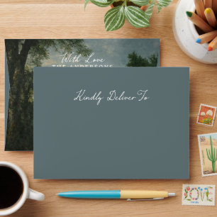 Romantic Blue Landscape Wedding Return Address  Envelope