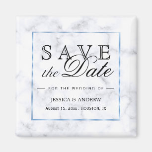Romantic Blue Marble Wedding Magnet