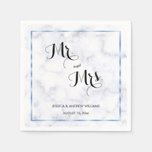 Romantic Blue Marble Wedding Napkin