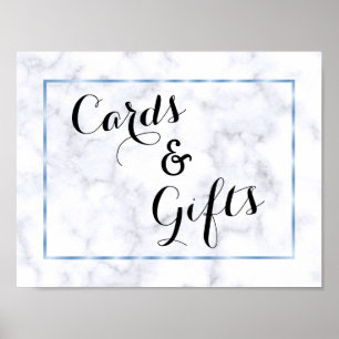 Romantic Blue Marble Wedding Poster