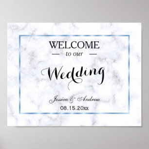 Romantic Blue Marble Wedding Poster