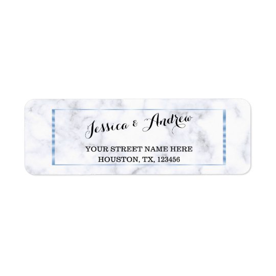 Romantic Blue Marble Wedding Return Address Label