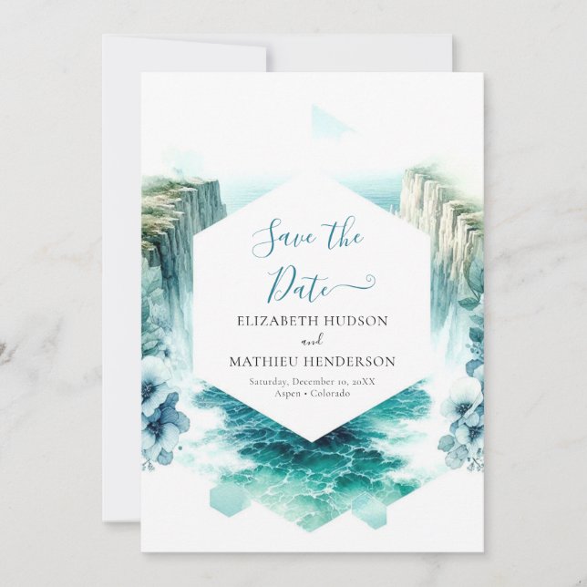 Romantic Blue Nautical Wedding Save The Date (Front)