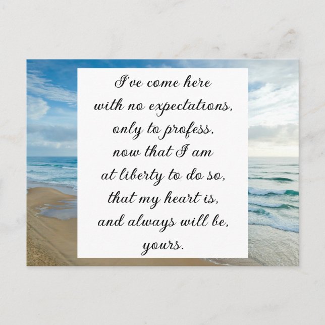Romantic Blue Ocean Sea Sky Jane Austen Love Quote Postcard (Front)