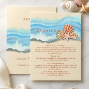 Romantic Blue Ocean Wave & Seashells Details Card