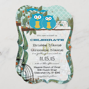 Romantic Blue Owls Marry My Best Friend Wedding Invitation
