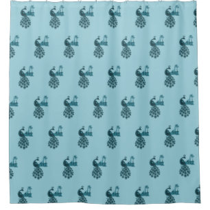 Romantic Blue Peacock Shower Curtain