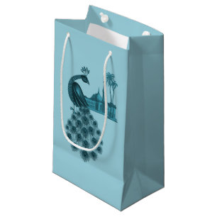 Romantic Blue Peacock Small Gift Bag