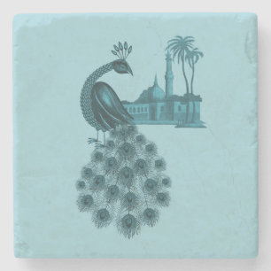 Romantic Blue Peacock Stone Coaster