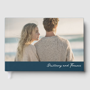 Romantic Blue Photo Guest Book