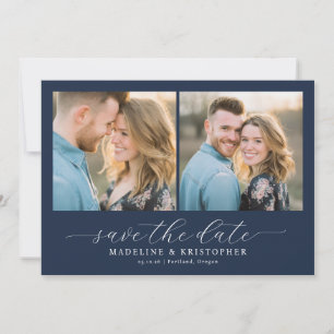 Romantic Blue Photo Save The Date