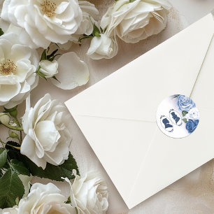 Romantic Blue Regency Gay Botanical Silhouette Classic Round Sticker