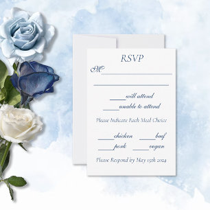 Romantic Blue Regency Gay Botanical Silhouette  RSVP Card