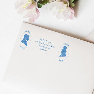 Romantic Blue Regency Gay Botanical Silhouette Self-inking Stamp