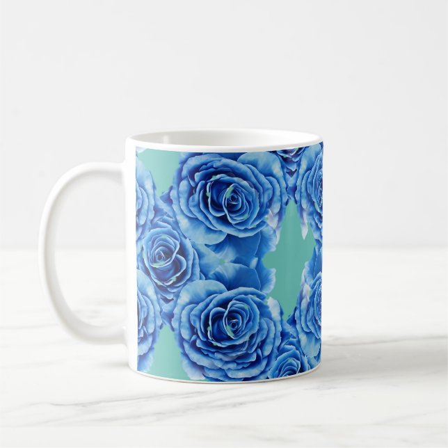 Romantic blue rose coffee mug (Left)