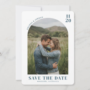 Romantic Blue Rustic Photo Save The Date