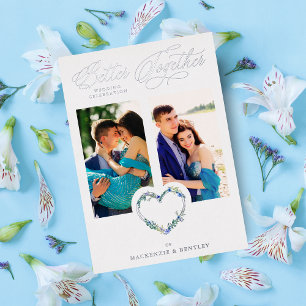 Romantic Blue Shades Real Silver Floral Heart 