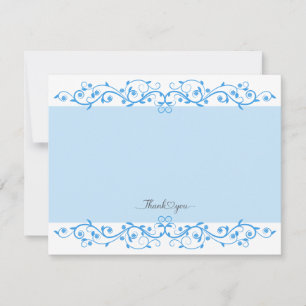 Romantic Blue Swirling Vines Floral "Thank You" Card