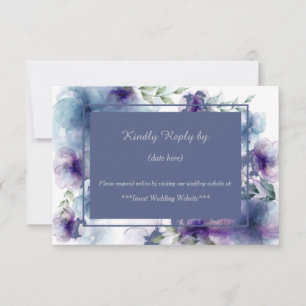 Romantic Blue Watercolor Floral Wedding RSVP Card