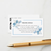 Romantic Blue Watercolor Forget-Me-Nots Wedding QR