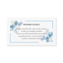 Romantic Blue Watercolor Forget-Me-Nots Wedding QR