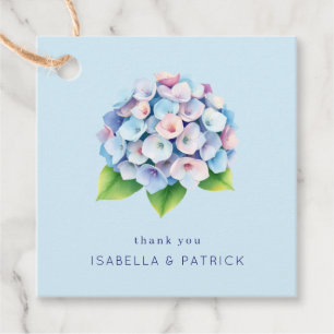 Romantic Blue Watercolor Hydrangea Favour Tags