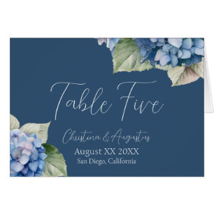 Romantic Blue Watercolor Hydrangea Flowers on Navy