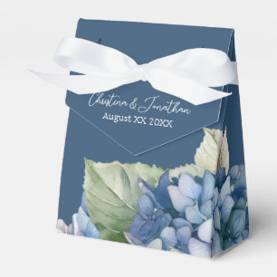 Romantic Blue Watercolor Hydrangea Flowers on Navy Favour Box