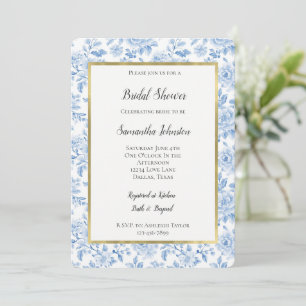 Romantic Blue White Flowers Bridal Shower Invitation