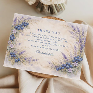 Romantic Blueberry Floral Wreath Bridal Shower Thank You Card