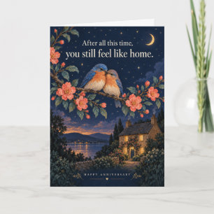 Romantic Bluebirds Feel Like Home Anniversary Card