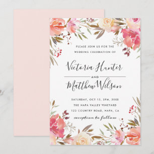 Romantic Blush Bloom Floral Wedding Invitation