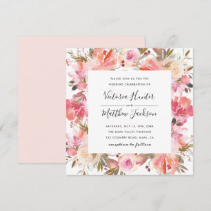 Romantic Blush Bloom Floral Wedding Invitation