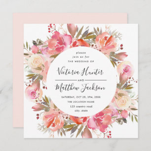 Romantic Blush Bloom Floral Wedding Invitation