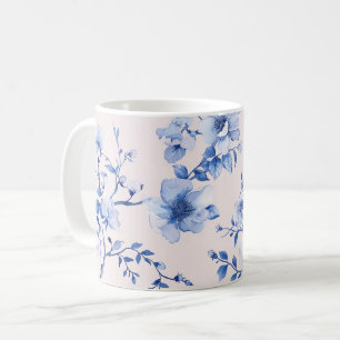Romantic Blush Blue Floral Bridal Shower Coffee Mug