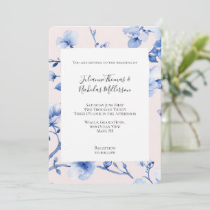 Romantic Blush Blue Floral Wedding Invitation