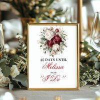 Romantic Blush Burgundy Countdown Sign Bridal
