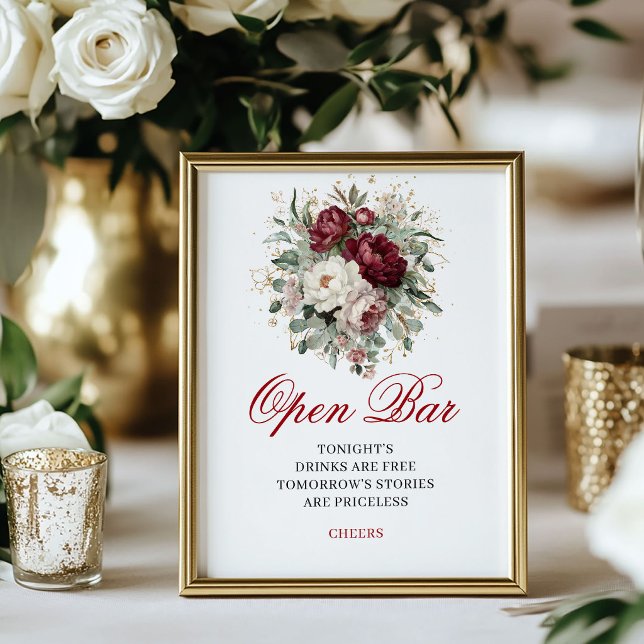 Romantic Blush Burgundy Open Bar Poster (Romantic Blush Burgundy Open Bar Poster)