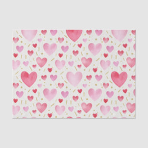 Romantic Blush & Crimson Watercolor Hearts Tissue Paper