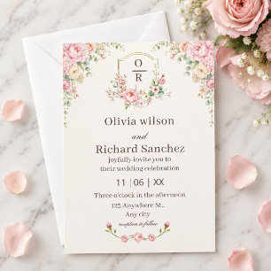 Romantic Blush Floral   Elegant Pink Roses Invitation