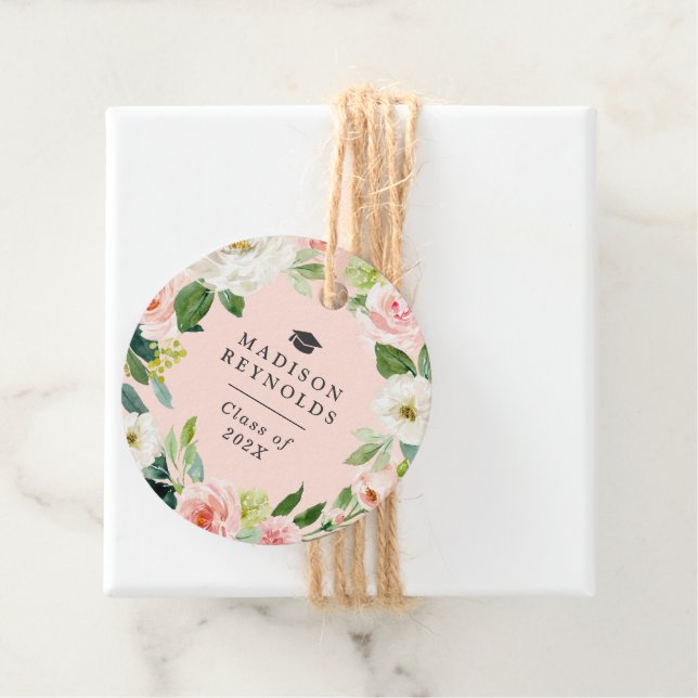 Romantic Blush Floral Graduation Favor Tag (In Situ)