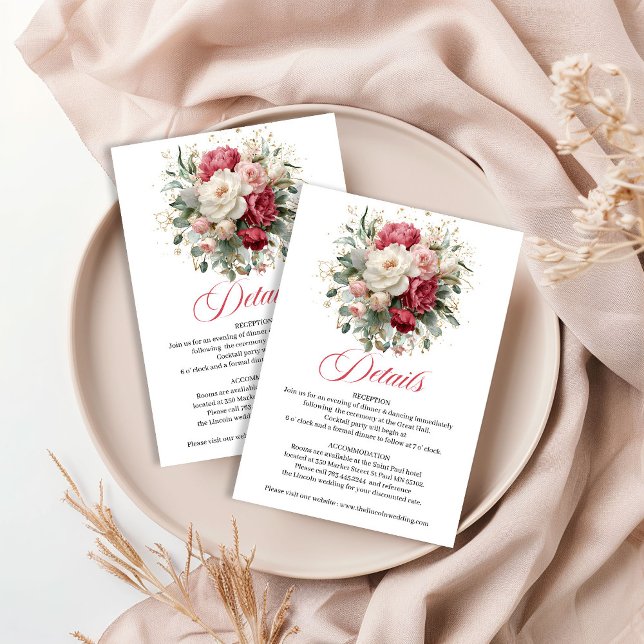 Romantic Blush Floral Greenery Wedding Details Enclosure Card (Romantic Floral Greenery Wedding Details)
