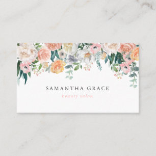 Romantic Blush Floral Hair Makeup Business Cards