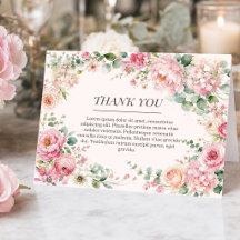 Romantic Blush Floral & Rose Thank You