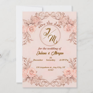Romantic Blush Floral Save the Date Card
